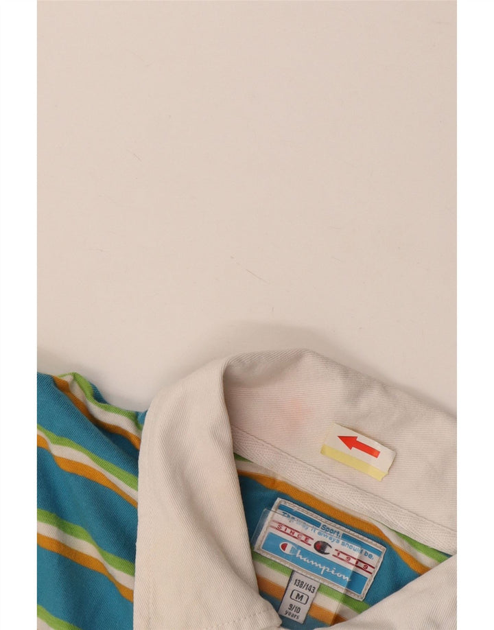 Camisa polo gráfica CHAMPION para meninos 9-10 anos algodão listrado azul médio