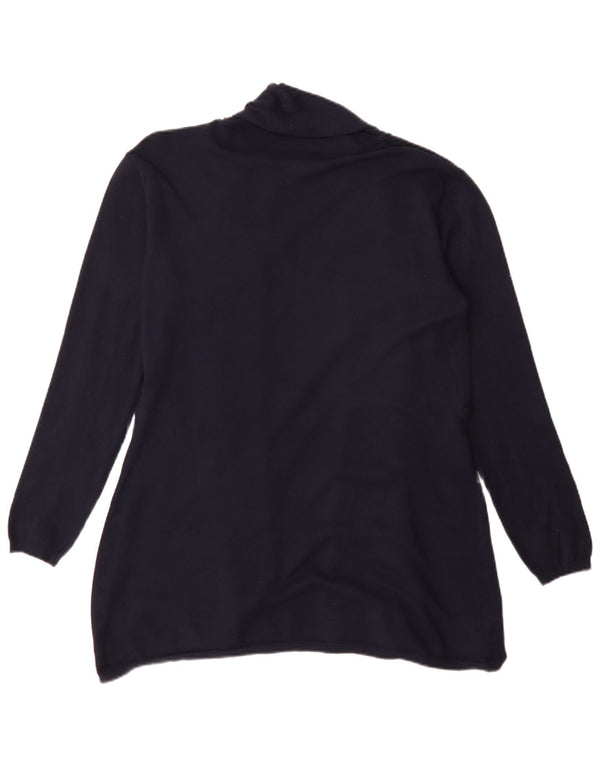 Suéter cardigã feminino Zara Longline UK 18 XL azul marinho viscose
