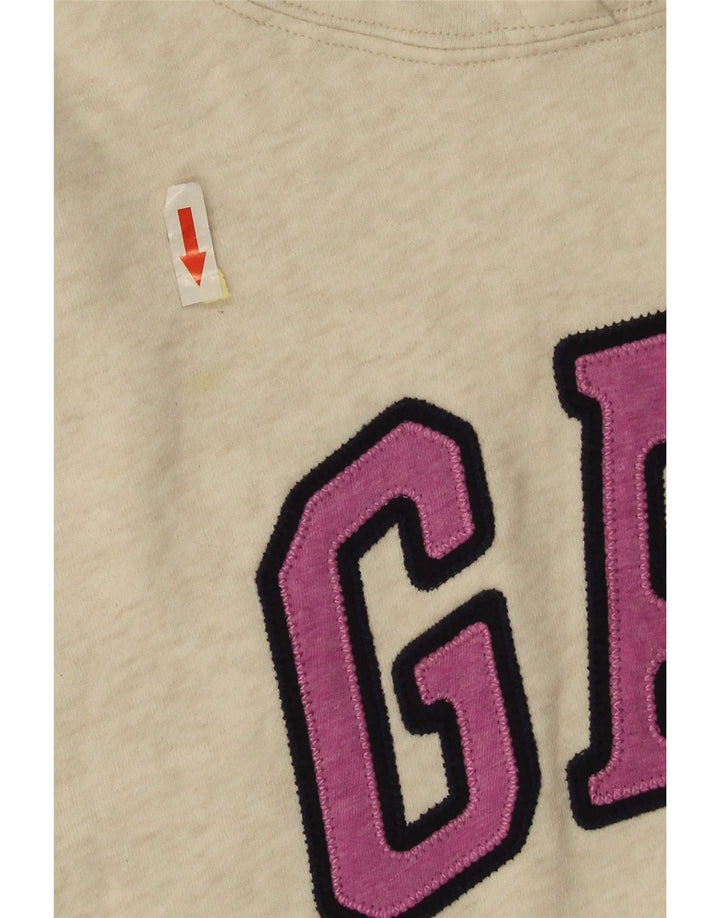 Suéter com capuz gráfico feminino Gap UK 14 médio branco