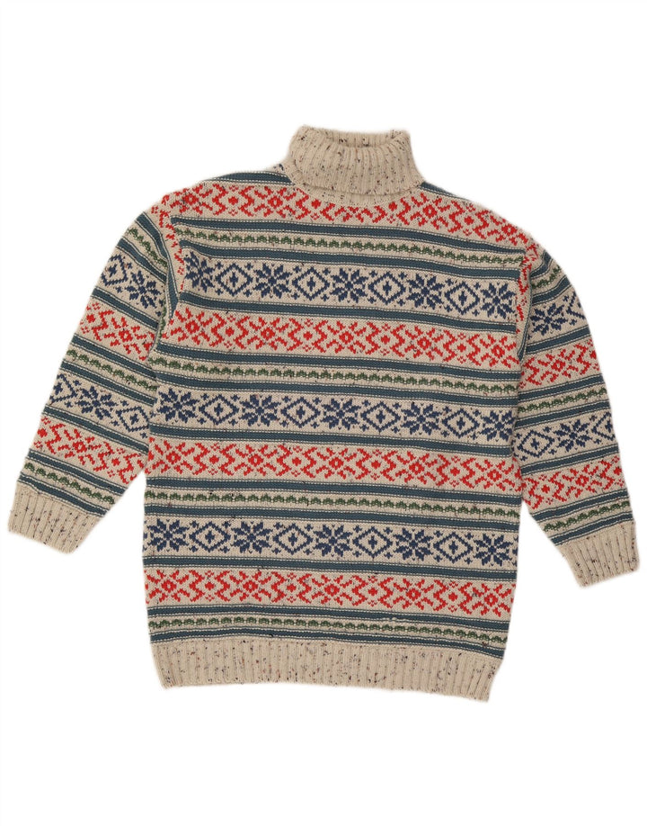 Suéter masculino tendência com gola redonda cinza médio Fair Isle Acrílico