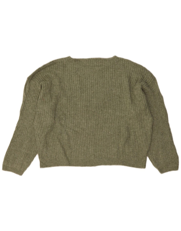 Suéter feminino Marks & Spencer com gola canoa Reino Unido 18 XL verde acrílico