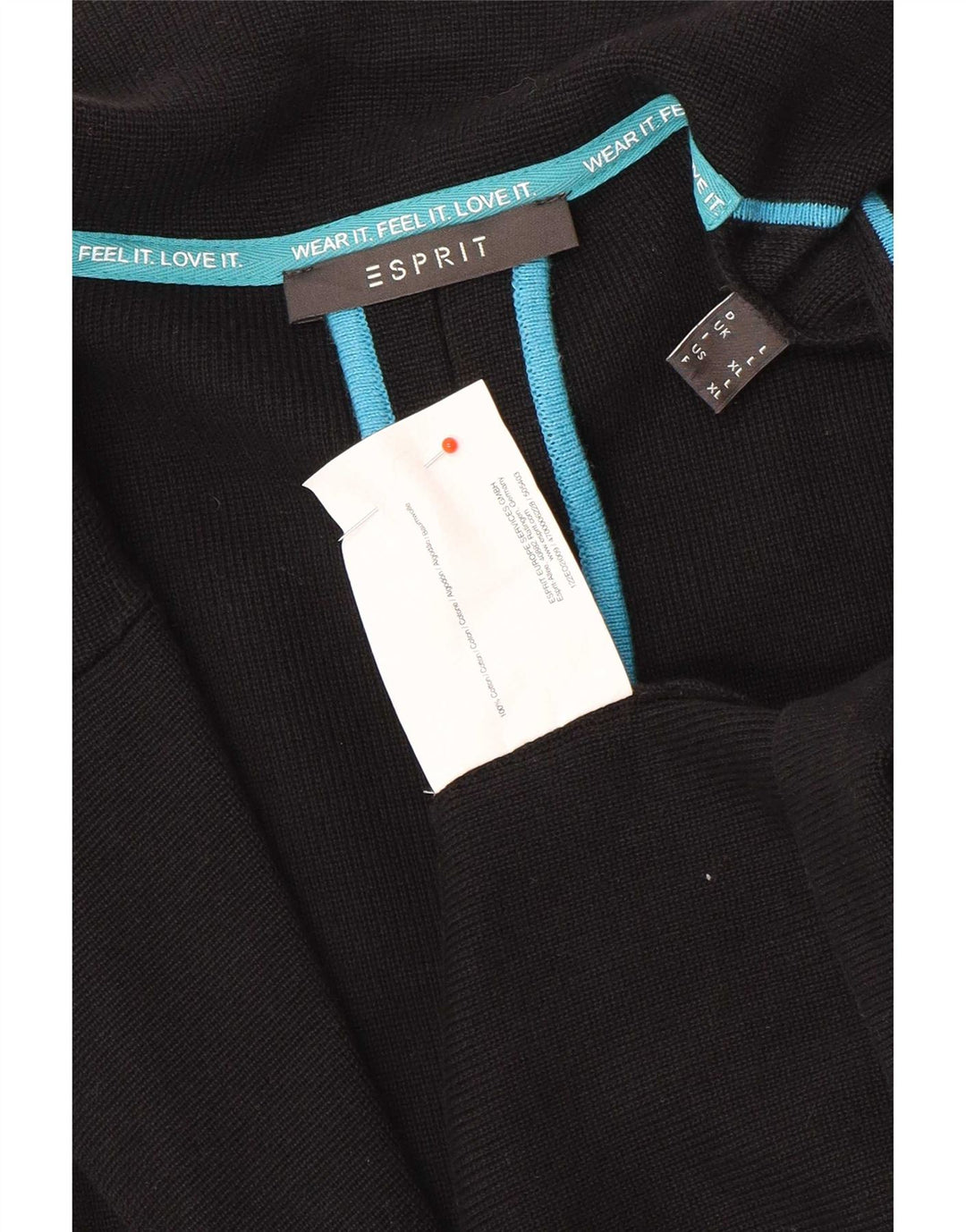 Jaqueta blazer feminina Esprit de malha com 2 botões Reino Unido 14 grande algodão preto