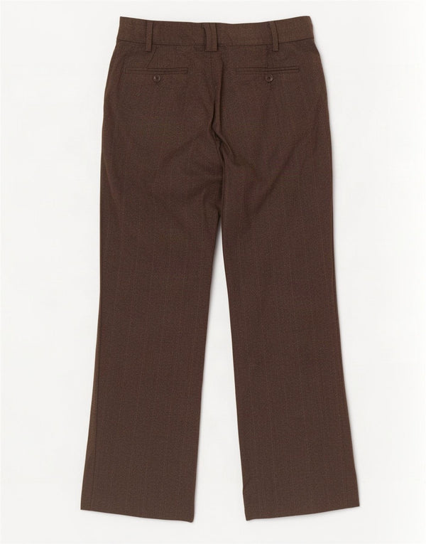 Calça feminina Zara Bootcut Suit EU 36 XS W26 L28 poliéster listrado marrom