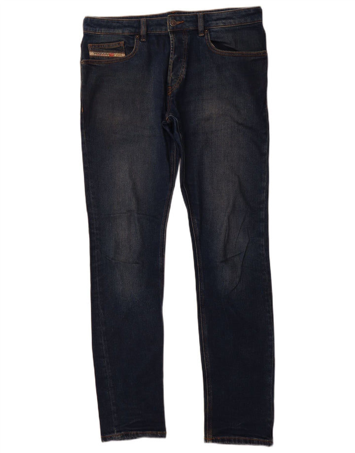 DIESEL Masculino Slim Jeans W32 L32 Azul Marinho Algodão