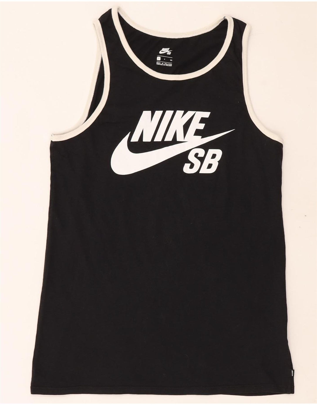NIKE Mens Graphic Vest Top Pequeno Algodão Preto