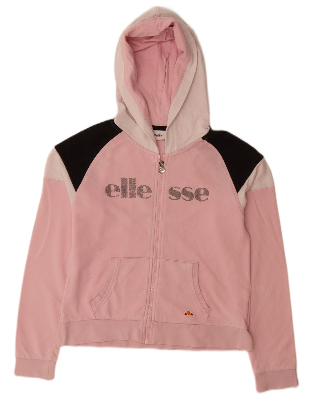 Suéter feminino com capuz e zíper gráfico ELLESSE 11-12 anos rosa colorblock