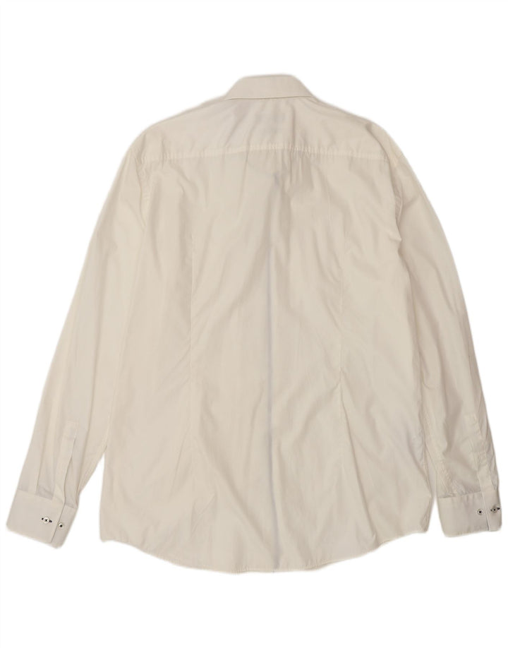 Camisa masculina Hugo Boss Slim Fit tamanho 44 17 1/2 XL algodão branco