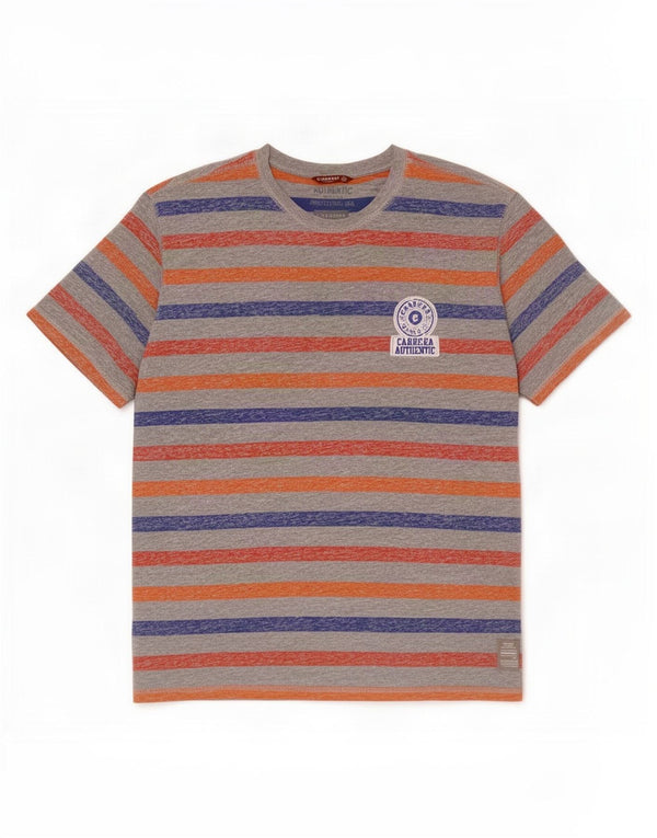Camiseta masculina Carrera Top XL algodão listrado multicolorido