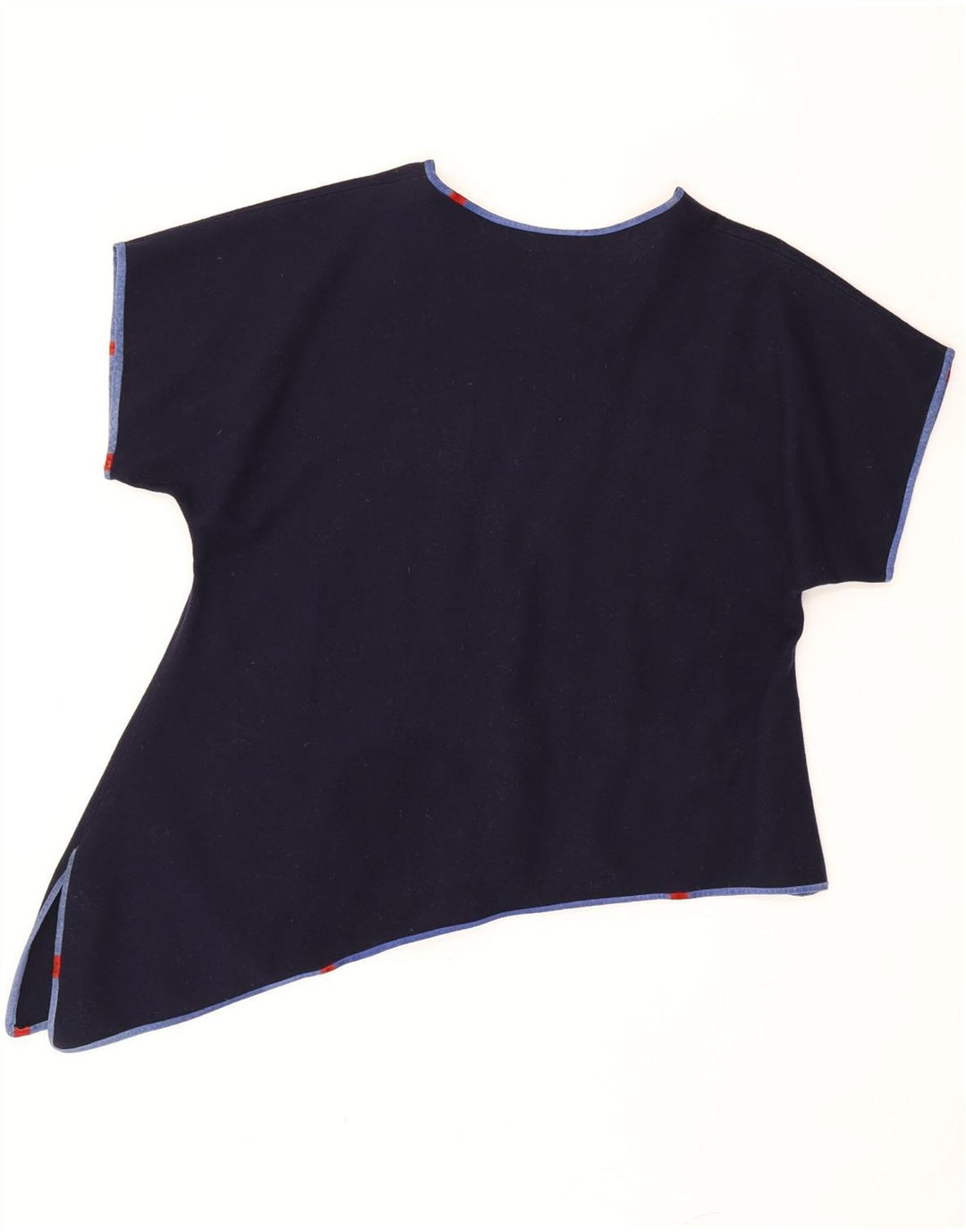 Top assimétrico feminino vintage UK 18 XL azul marinho