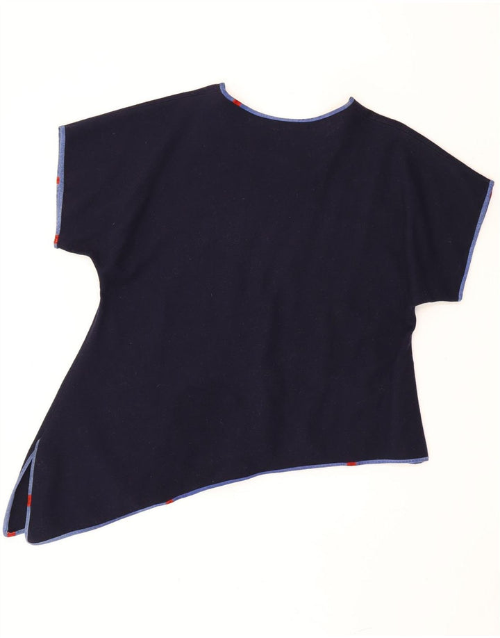 Top assimétrico feminino vintage UK 18 XL azul marinho