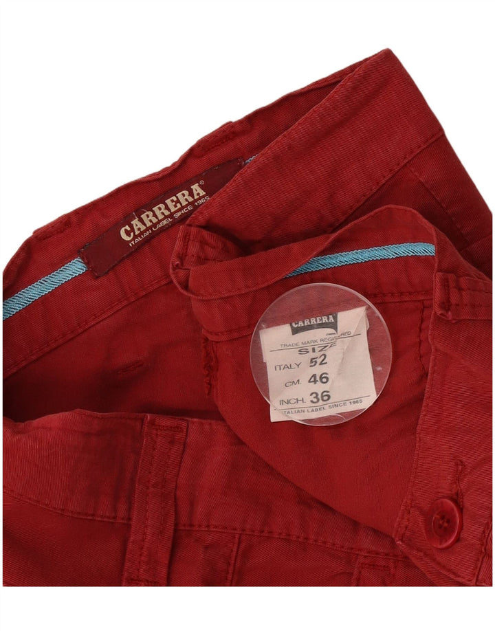 Carrera Mens Cargo Shorts IT 52 XL W36 Algodão Vermelho