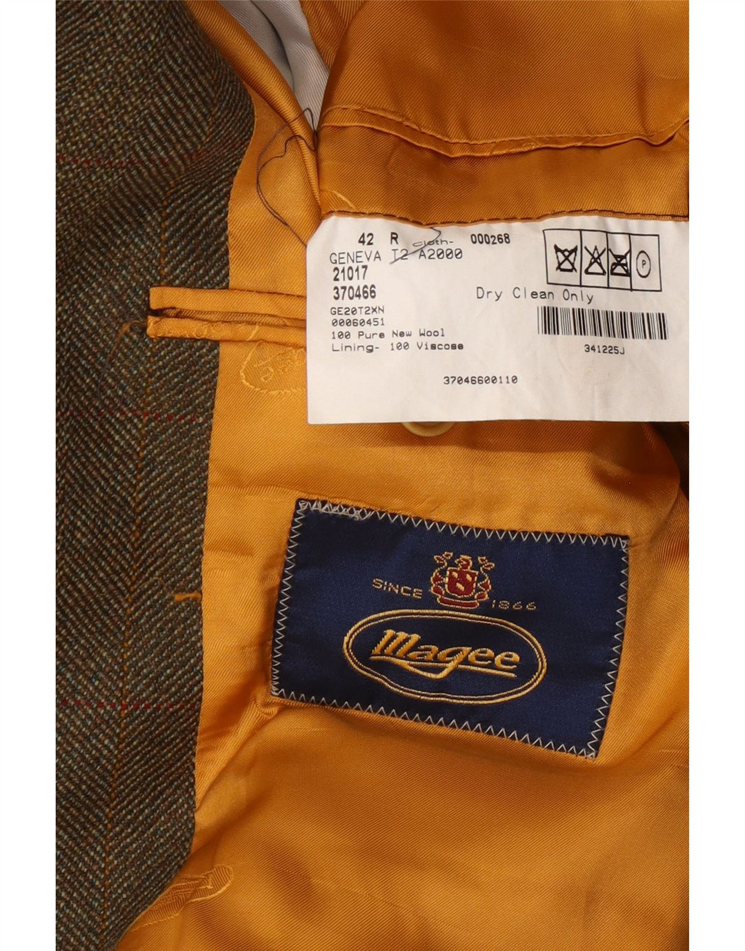 Jaqueta blazer masculina Magee com 2 botões UK 42 XL marrom xadrez lã