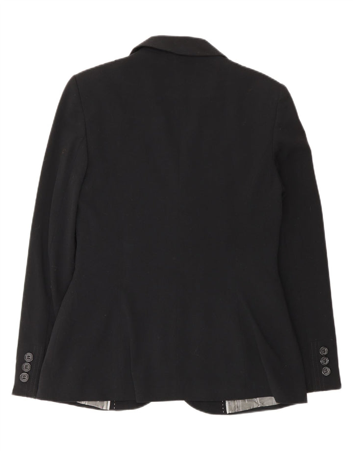 Jaqueta blazer feminina Marks & Spencer com 1 botão Reino Unido 10 pequena preta poliéster