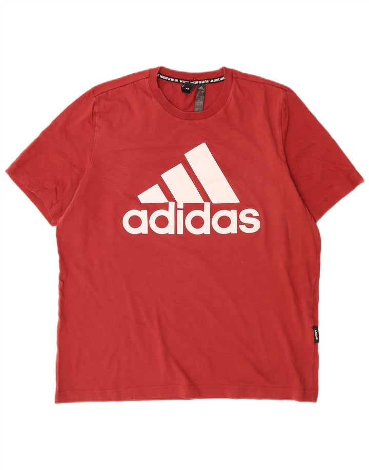 Adidas Mens Graphic T-Shirt Top Médio Algodão Vermelho