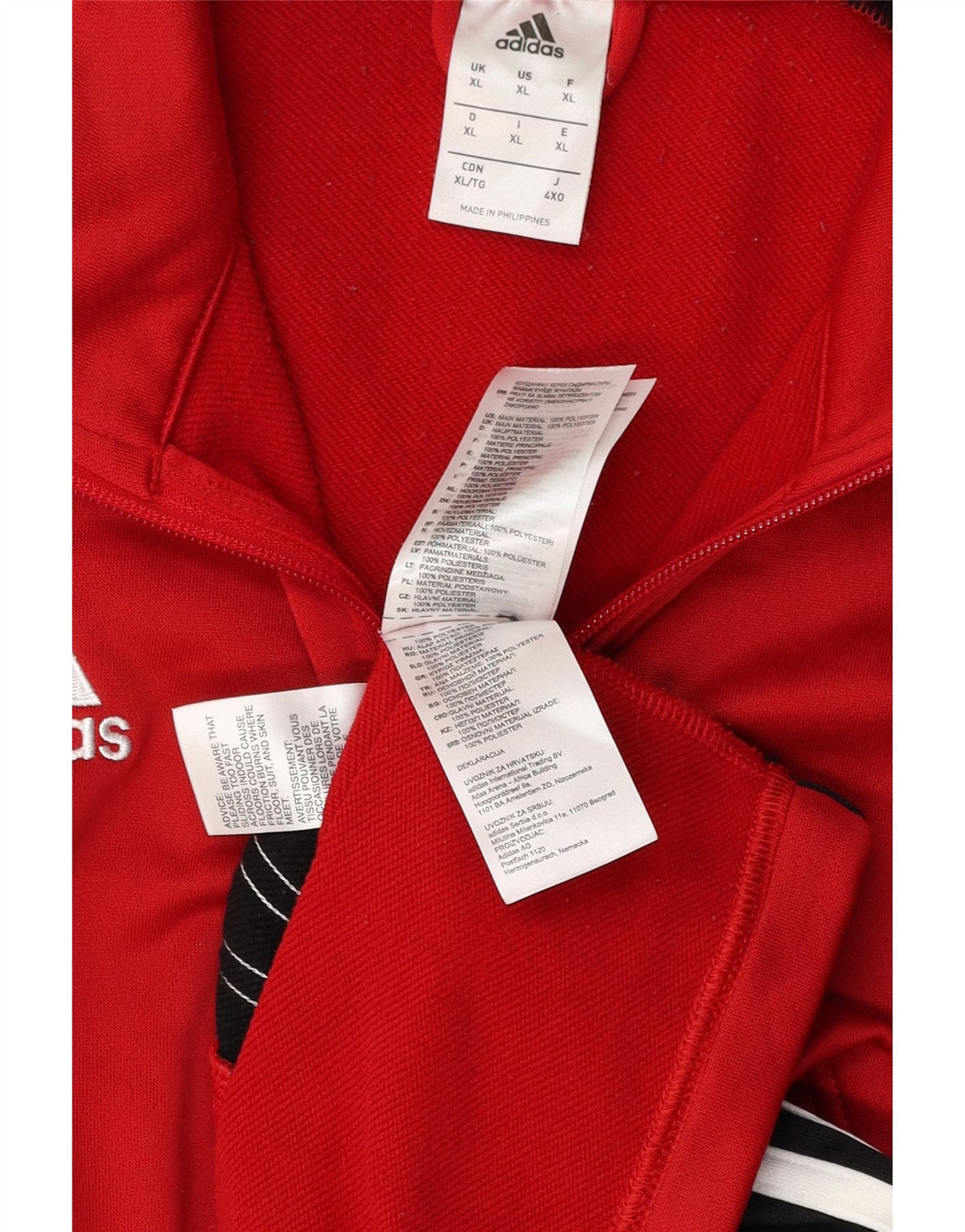 ADIDAS Mens Tracksuit Top Jacket XL Vermelho Colourblock Poliéster