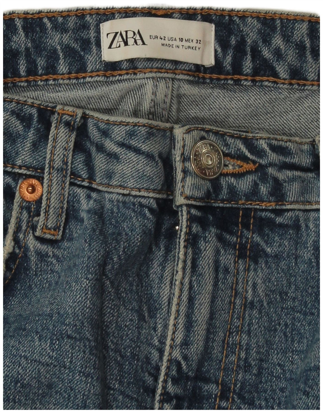 Calça jeans reta feminina ZARA EU 42 grande W32 L27 azul