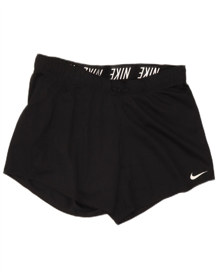 Shorts esportivos femininos Nike Dri Fit UK 14 grande poliéster preto