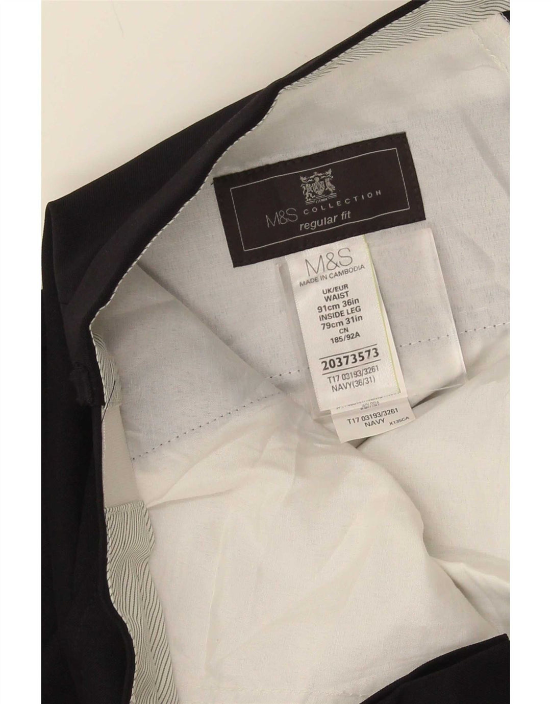 Calça masculina Marks & Spencer reta regular fit W36 L31 azul marinho