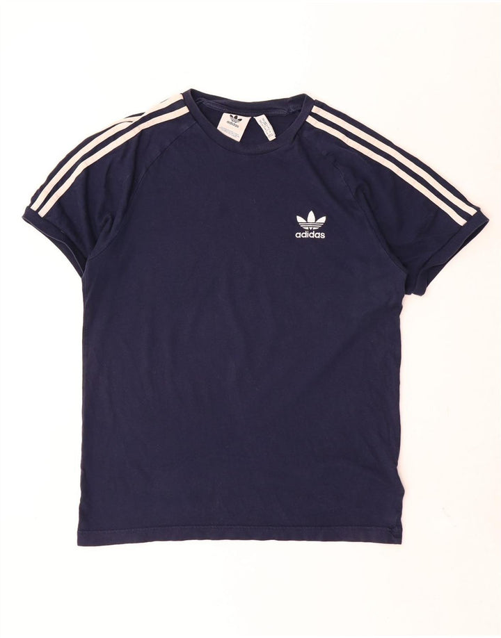 Adidas Mens Camiseta Top Médio Algodão Azul Marinho