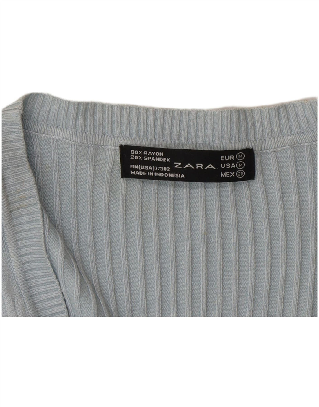 Suéter cardigã feminino Zara Reino Unido 12 rayon azul médio