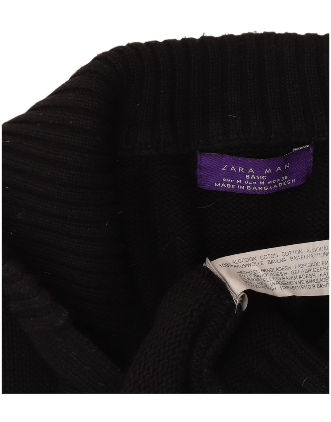 Suéter cardigã masculino Zara médio preto algodão clássico