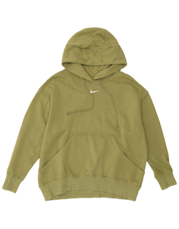 NIKE Womens Oversized Hoodie Jumper UK 14 Médio Algodão Verde