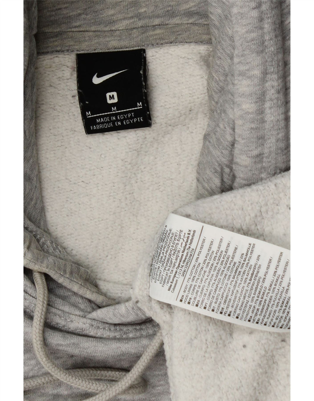 Suéter com capuz gráfico masculino Nike médio cinza algodão manchado