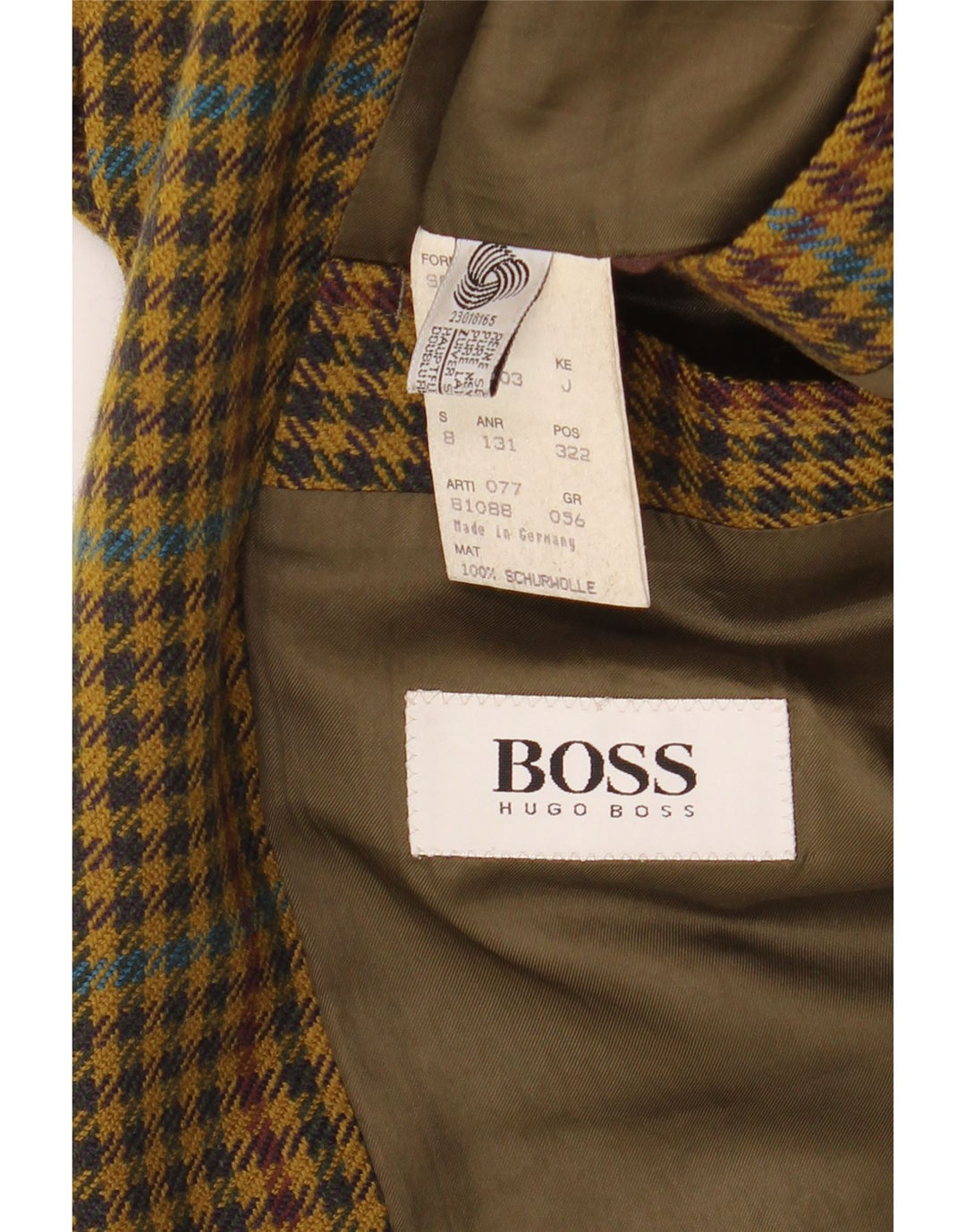Jaqueta blazer masculina de 2 botões HUGO BOSS UE 56 3XL amarelo Houndstooth