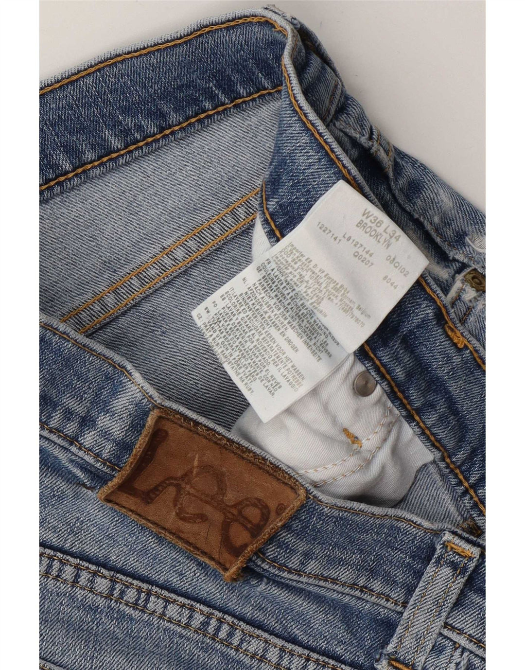 Lee Mens Brooklyn Straight Jeans W36 L27 Azul Algodão