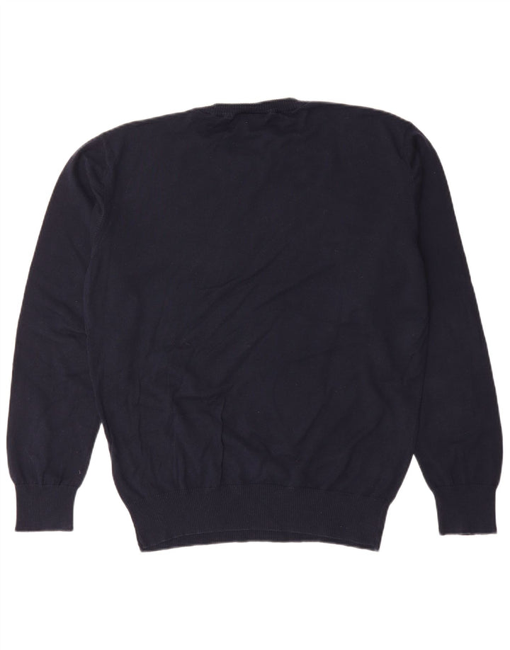 ELLESSE Mens Crew Neck Jumper Sweater Medium Navy Blue Cotton