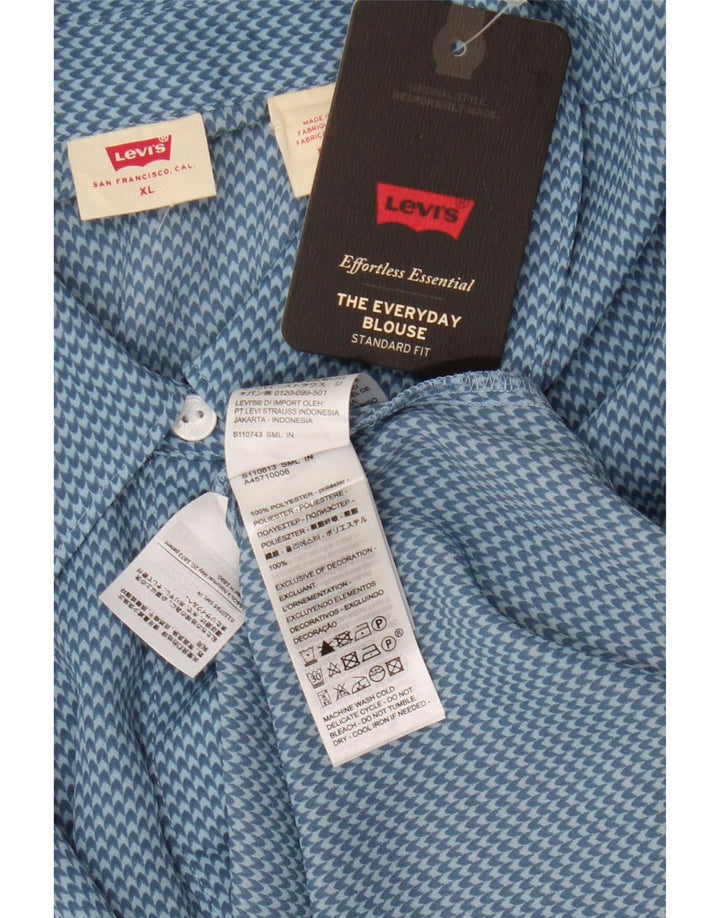 Camisa feminina Levi'S Oversized Standard Fit Reino Unido 18 XL Azul Houndstooth