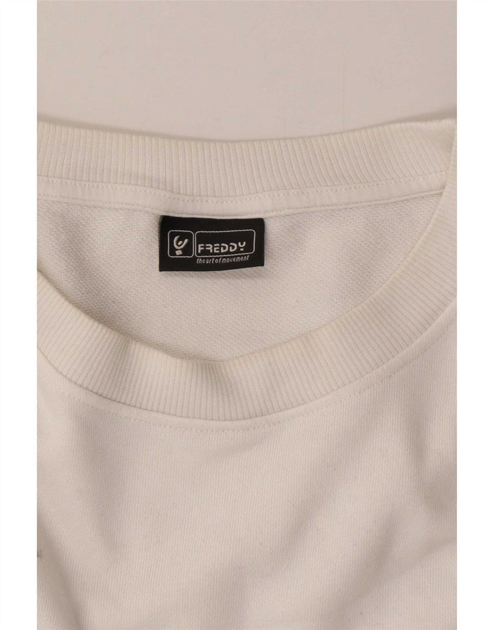 Freddy Womens Crop Oversized Moletom Jumper Reino Unido 14 Médio Branco