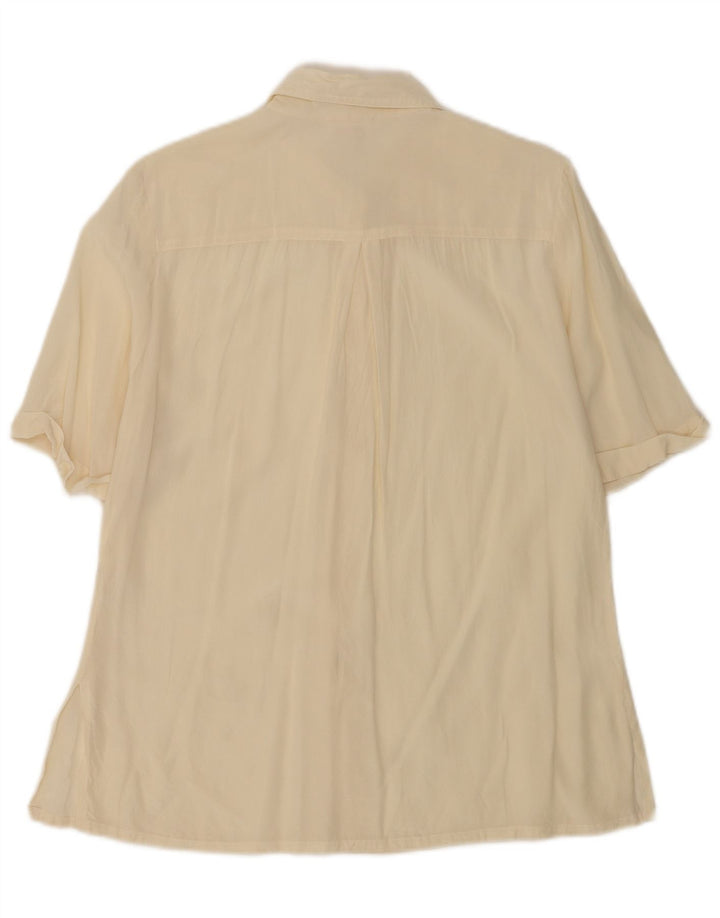 Cherie Blusa feminina manga curta IT 46 grande seda bege