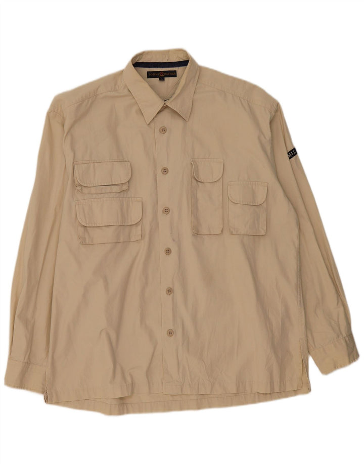 Camisa masculina Tommy Hilfiger grande algodão bege