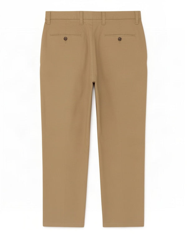 Calça chino masculina reta regular Marks & Spencer W36 L27 algodão bege