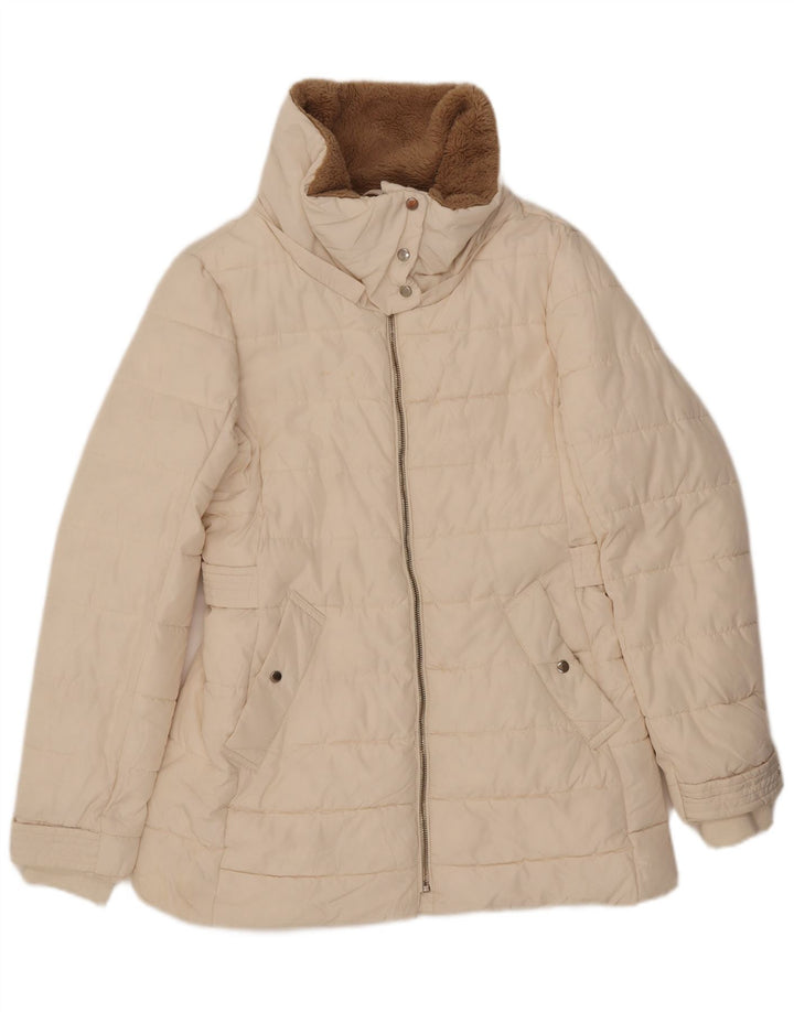 Jaqueta acolchoada superdimensionada feminina Zara UK 10 poliéster branco pequeno