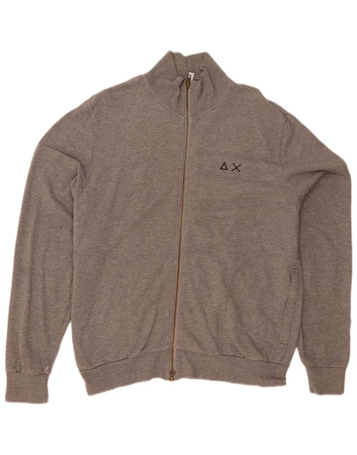 Sun68 Jaqueta masculina de agasalho XL cinza manchado de algodão