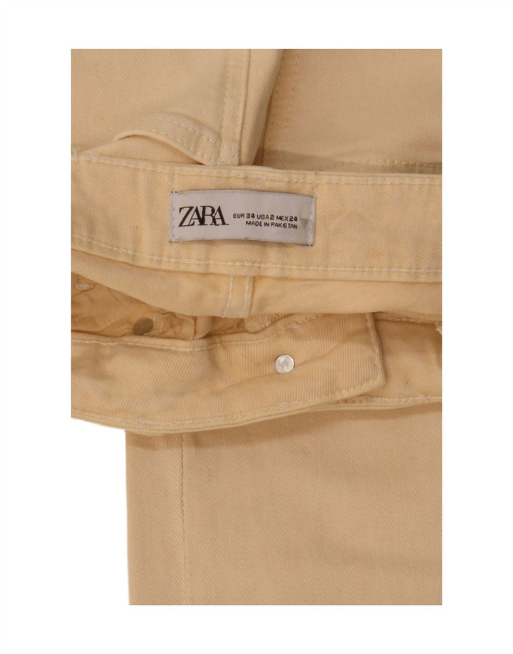 Calça jeans feminina Zara Bootcut EU 34 2XS W24 L27 Bege