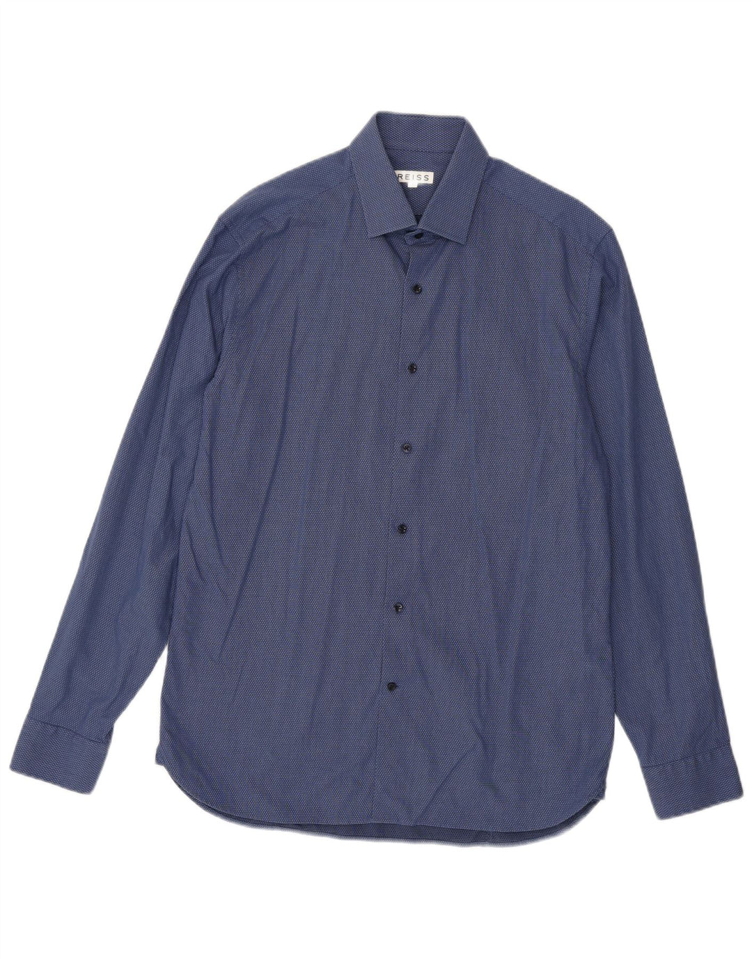 Camisa masculina REISS grande algodão manchado azul marinho