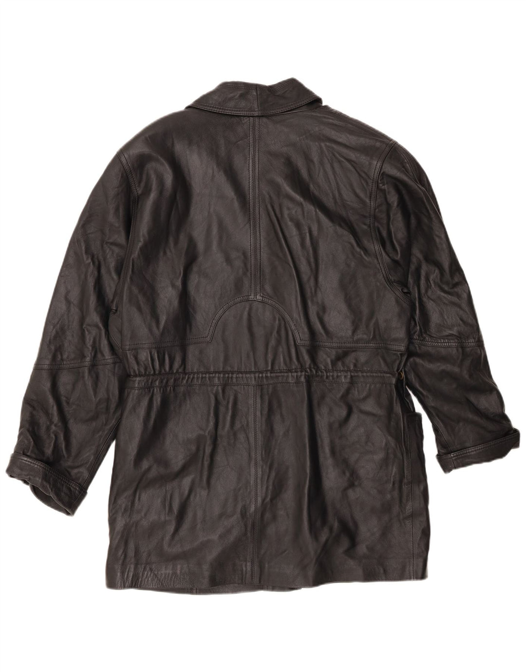 Casaco de couro feminino vintage EU 44 XL couro preto