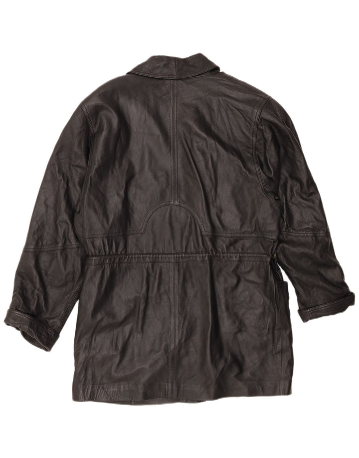 Casaco de couro feminino vintage EU 44 XL couro preto