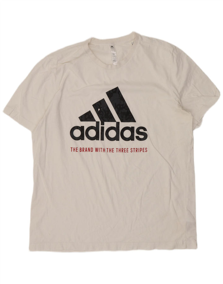 Adidas Mens Graphic T-Shirt Top Grande Algodão Branco