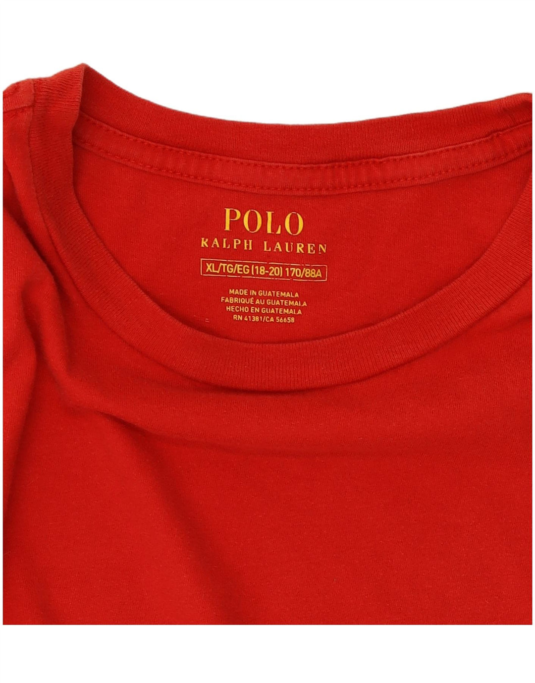 POLO RALPH LAUREN Girls T-Shirt Top 15-16 Years XL Red Cotton Vintage Polo Ralph Lauren and Second-Hand Polo Ralph Lauren from Messina Hembry 