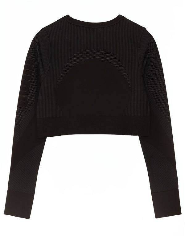 Puma Crop Top Feminino Manga Longa UK 12 Médio Preto Esportes