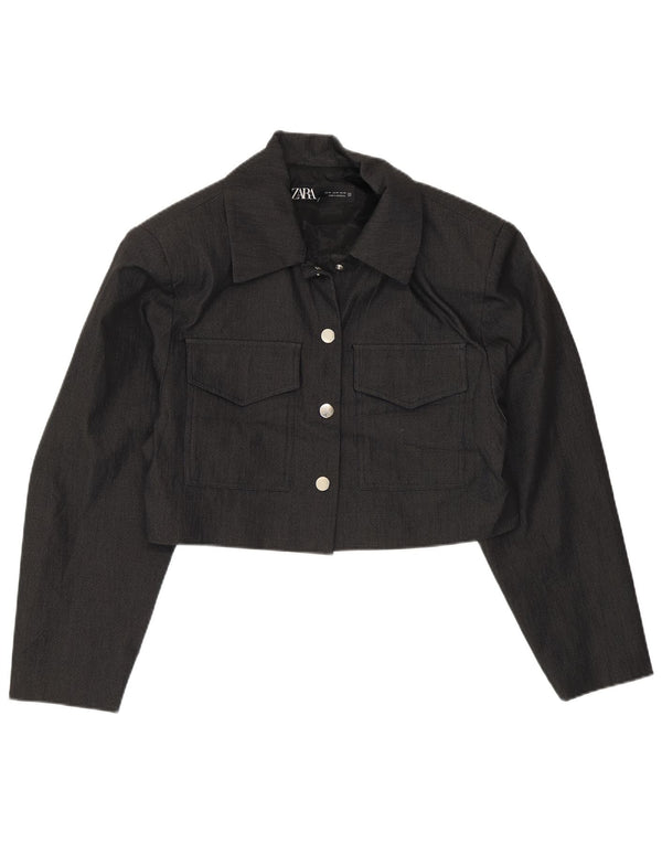 Jaqueta Bolero Feminina Zara UK 14 Algodão Cinza Médio