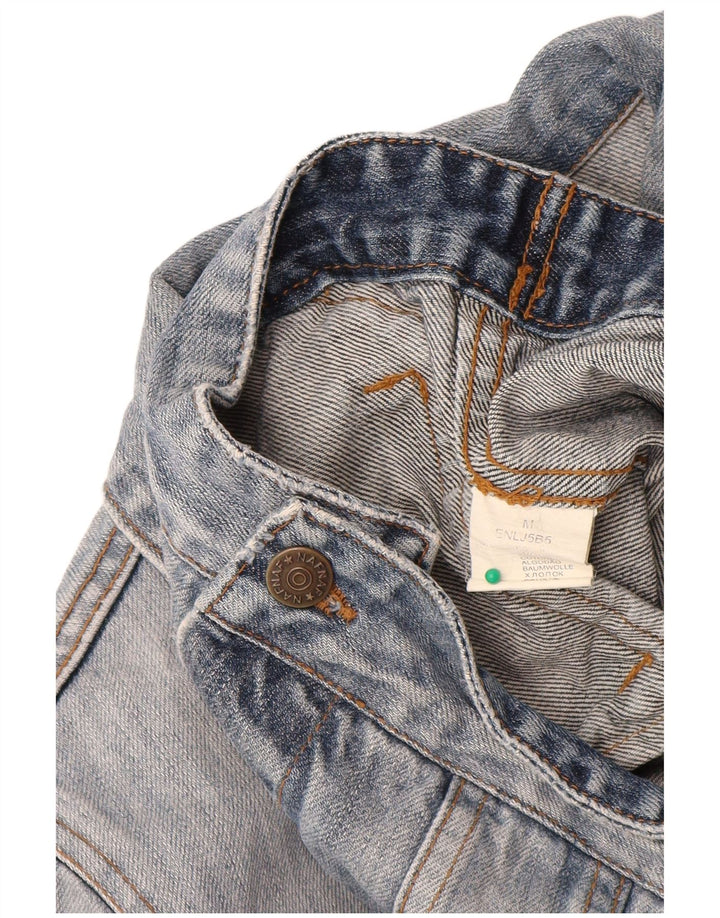 Jaqueta jeans feminina Naf Naf Reino Unido 12 algodão floral azul médio