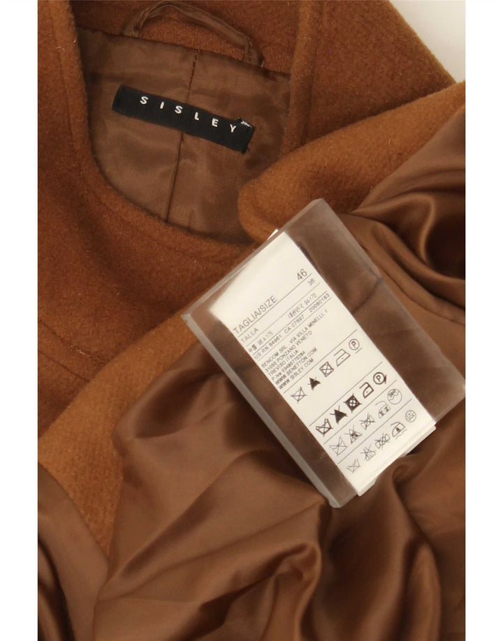 Casaco de capa militar feminino Sisley IT 46 grande lã marrom