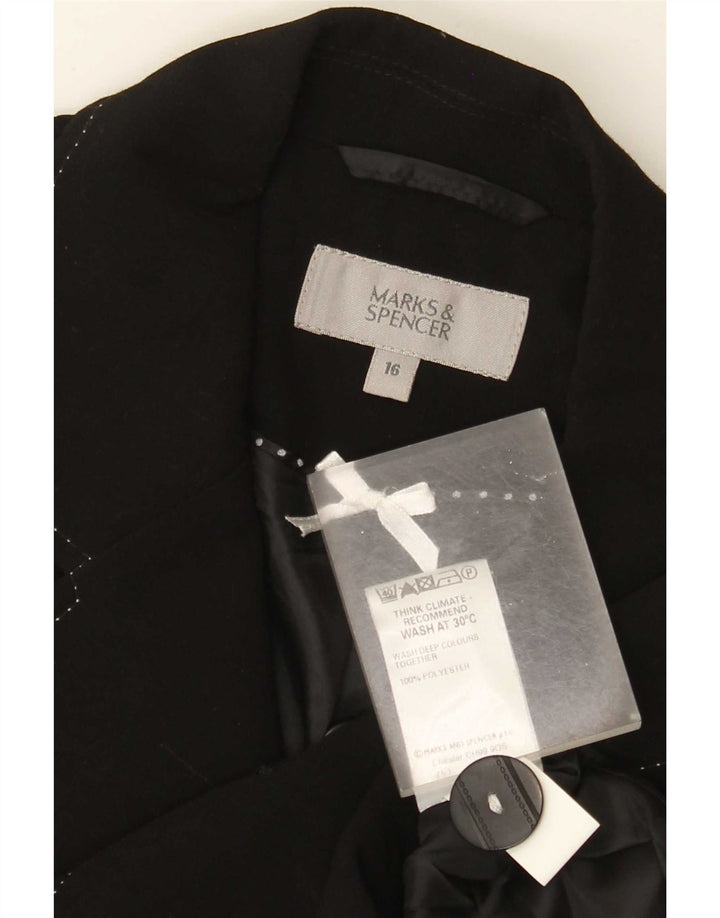 Jaqueta blazer feminina de 3 botões Marks & Spencer Reino Unido 16 grande poliéster preto