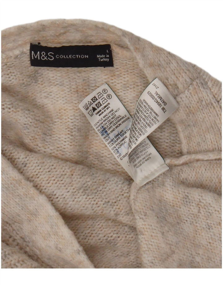 Suéter cardigã feminino grande Marks & Spencer Reino Unido 16 grande bege