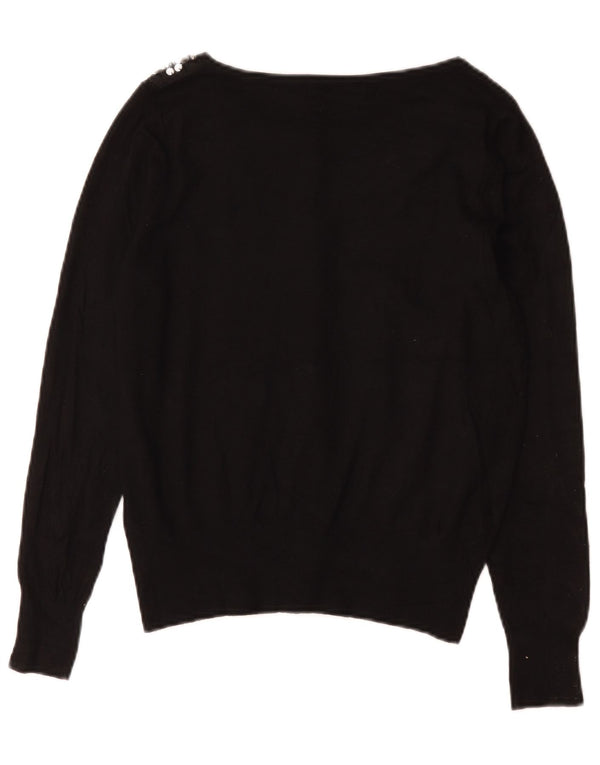 Suéter cardigã feminino Marks & Spencer Reino Unido 12 algodão preto médio